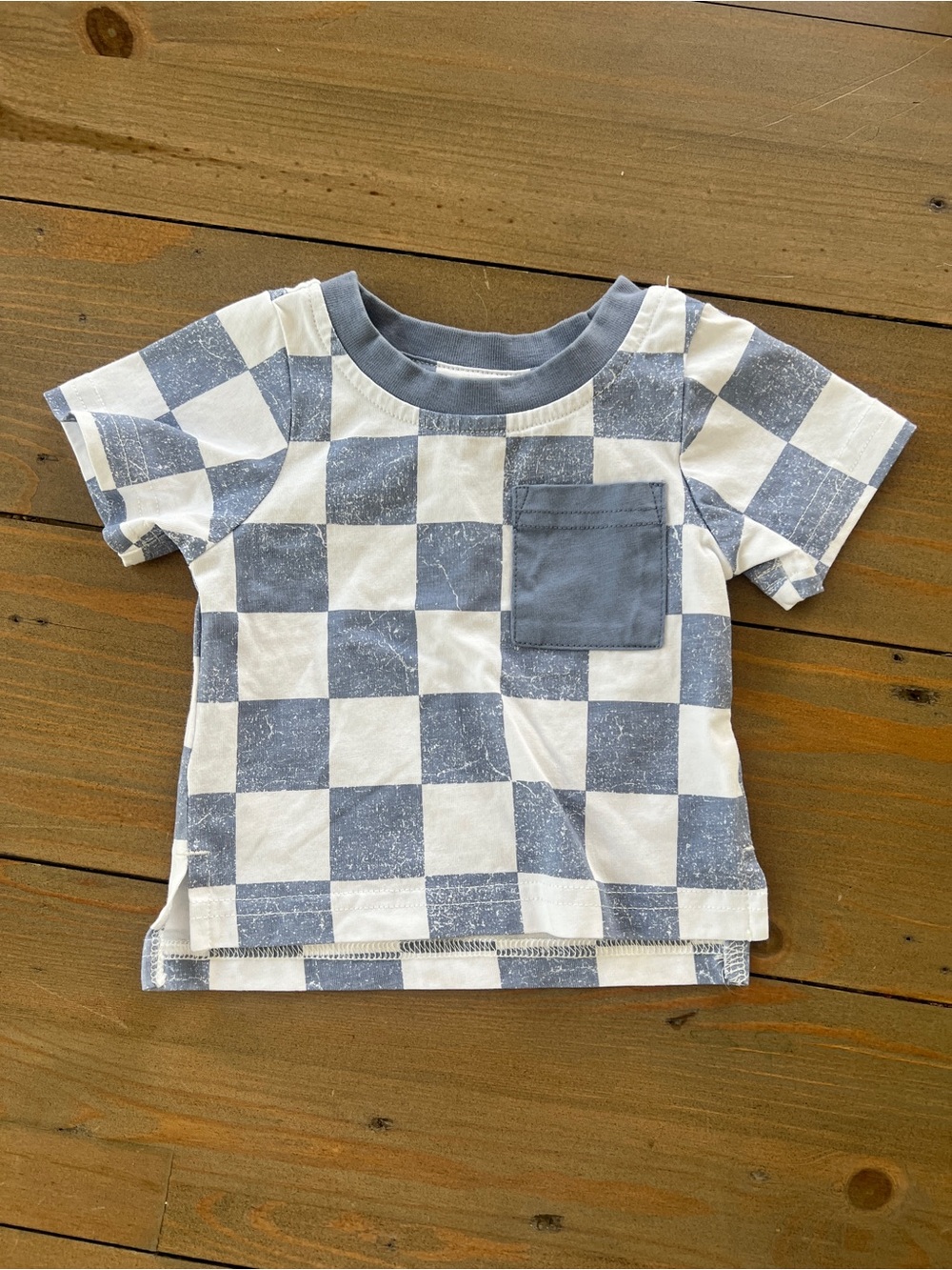 Little Bipsy Blue & White Checkerboard Pocket Tee - 0-3 Months